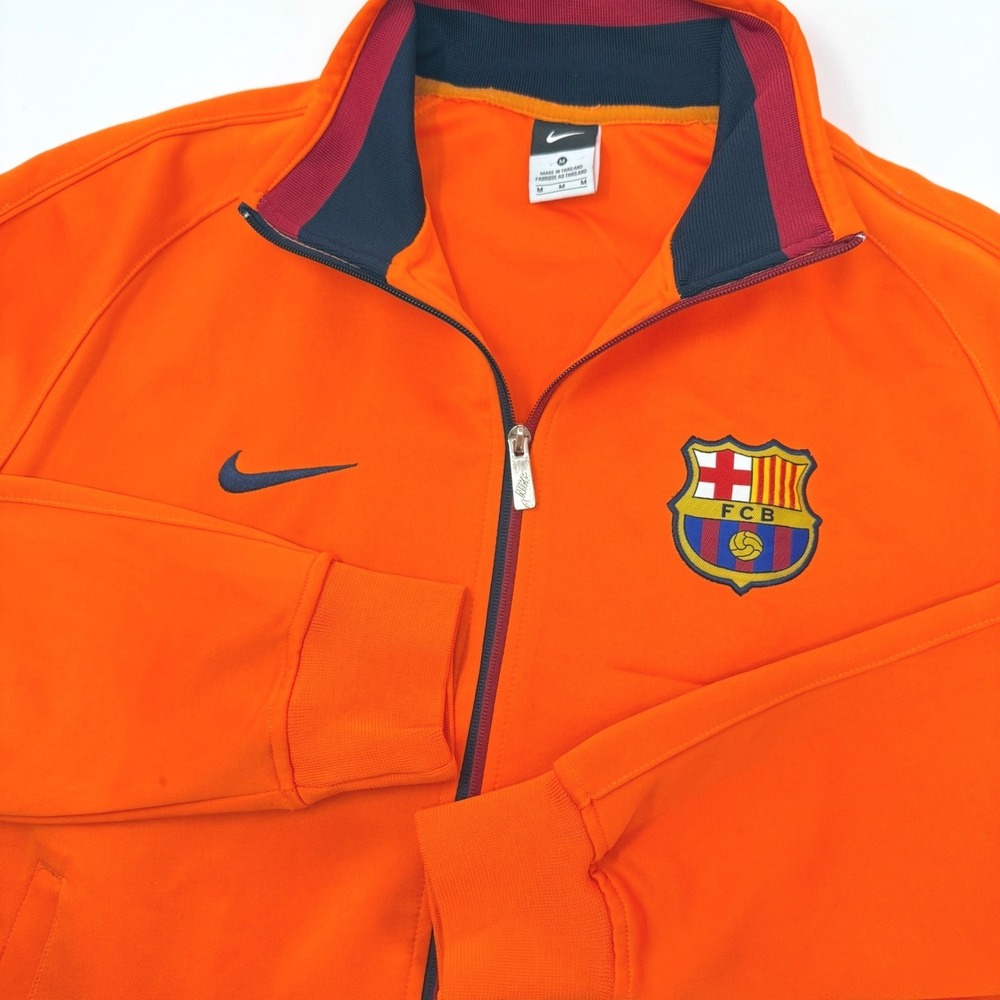Nike FC Barcelona Barça Mens Medium Track Jacket Orange Full Zip Soccer
